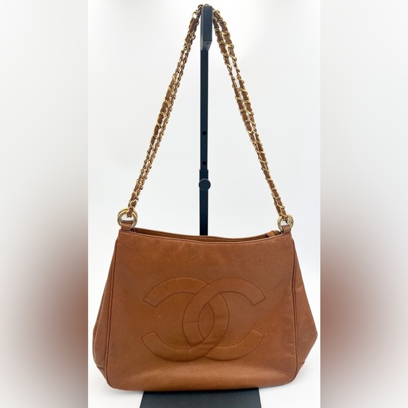 Chanel Brown Caviar Leather Shoulder Bag - Picture 1 of 7